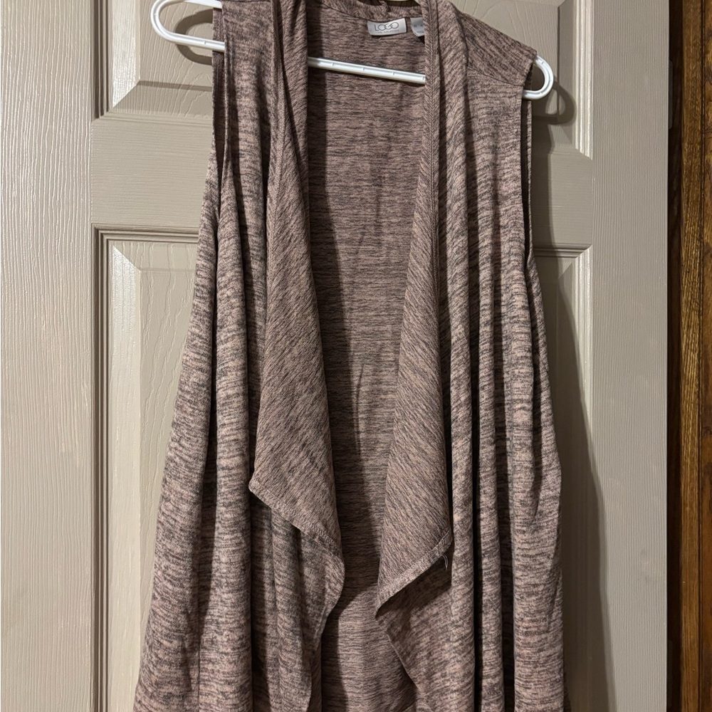 LOGO Lightweight Open Front Draped Vest - Neutral Tan